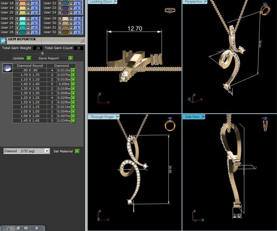 Spiral Pendant With Diamonds 3D print model_1