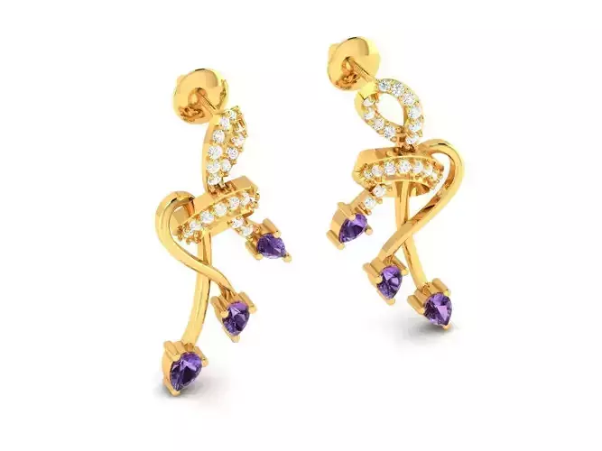 Spiral Golden Eartops With Diamonds And Gems