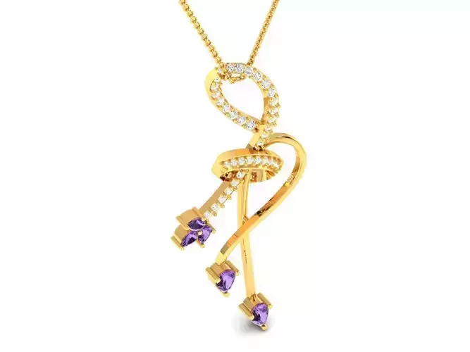 Spiral Golden Pendant With Diamonds And Gems