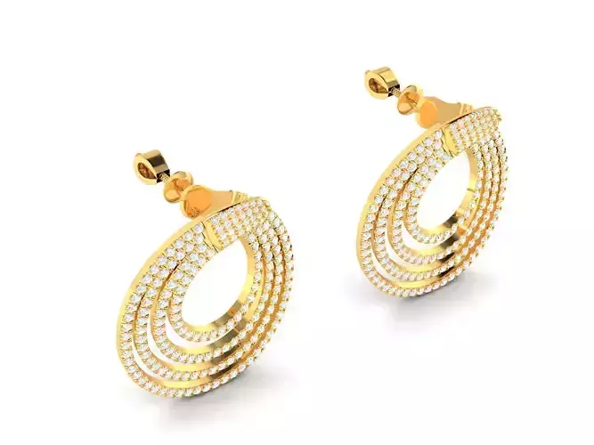 Golden Drop Shape Eartops With Diamonds 2