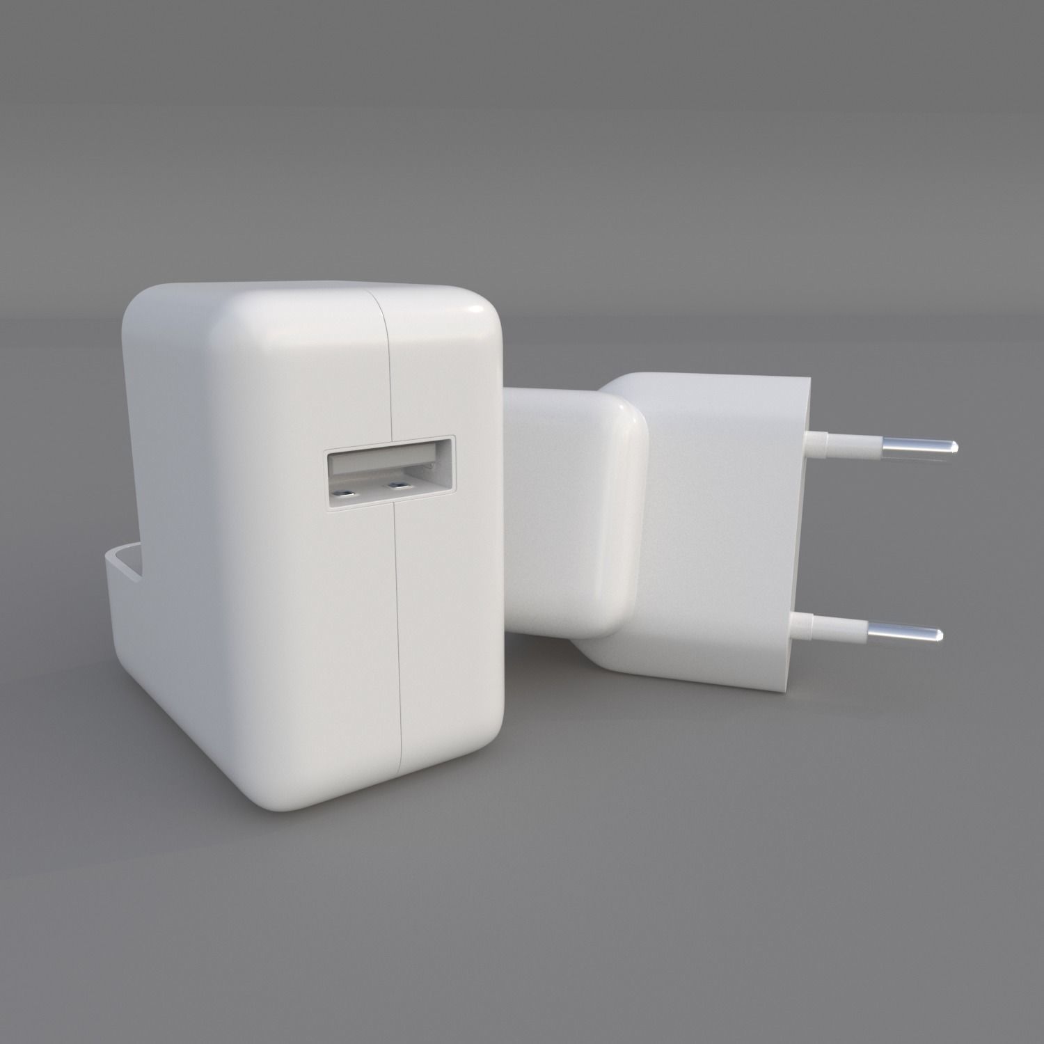 Apple USB 12W Adapter - Ready For Render 3D model_4