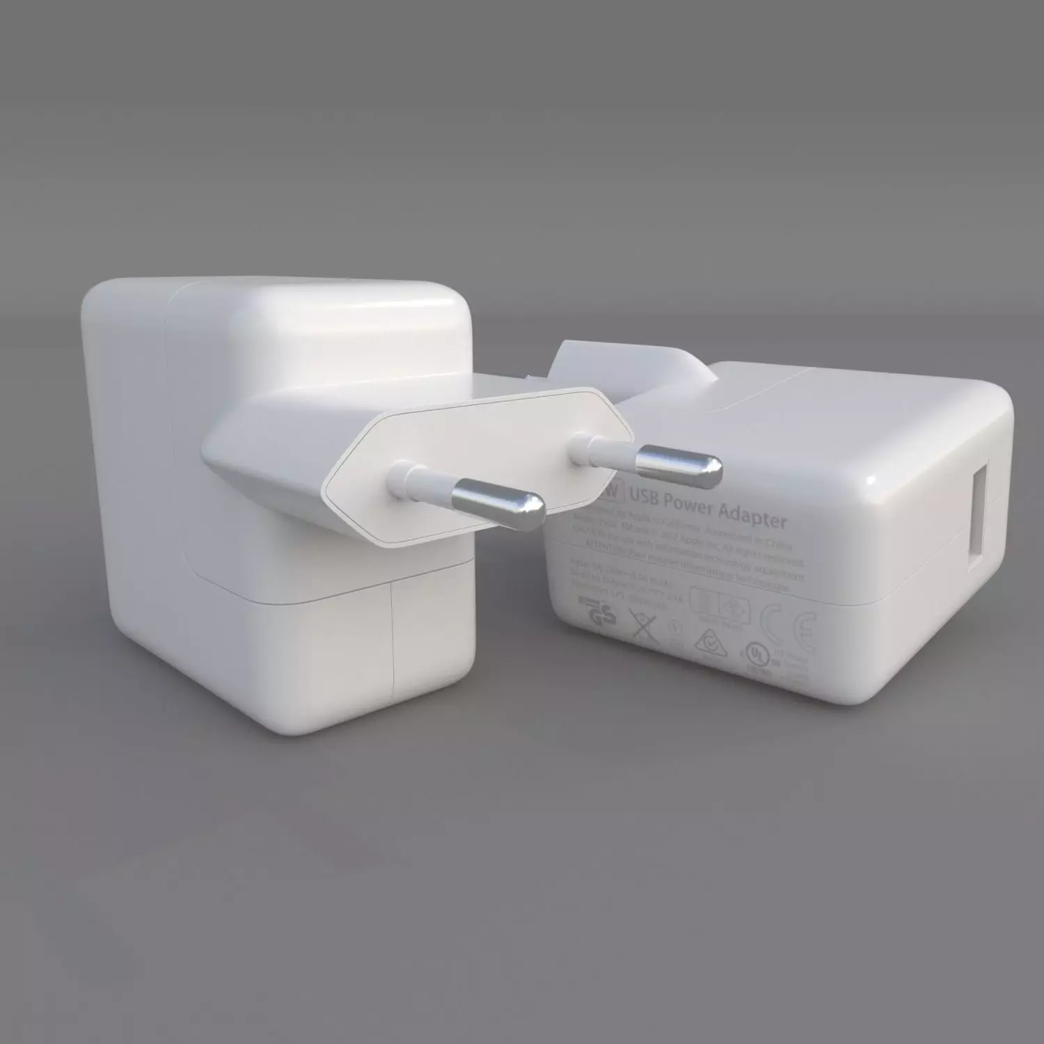 Apple USB 12W Adapter - Ready For Render 3D model_0