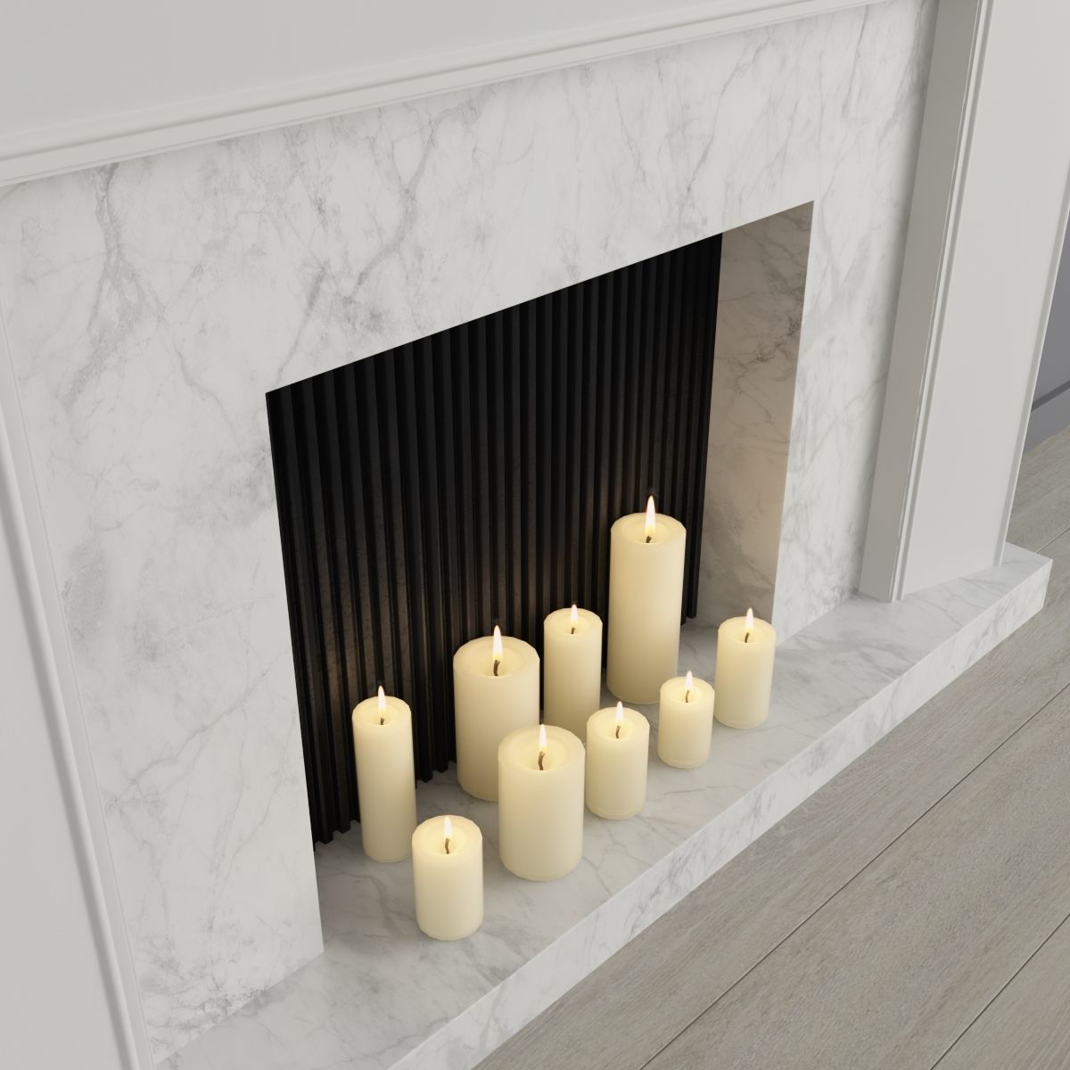 Fireplace and Decor 17 3D model_6