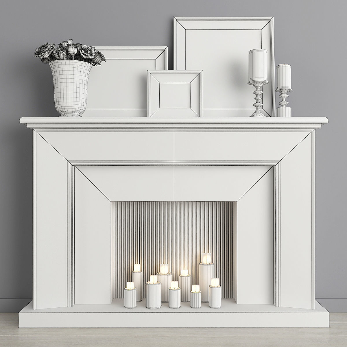 Fireplace and Decor 17 3D model_7