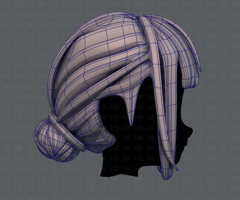 3D Hair style for girl V20 Low-poly 3D model_11