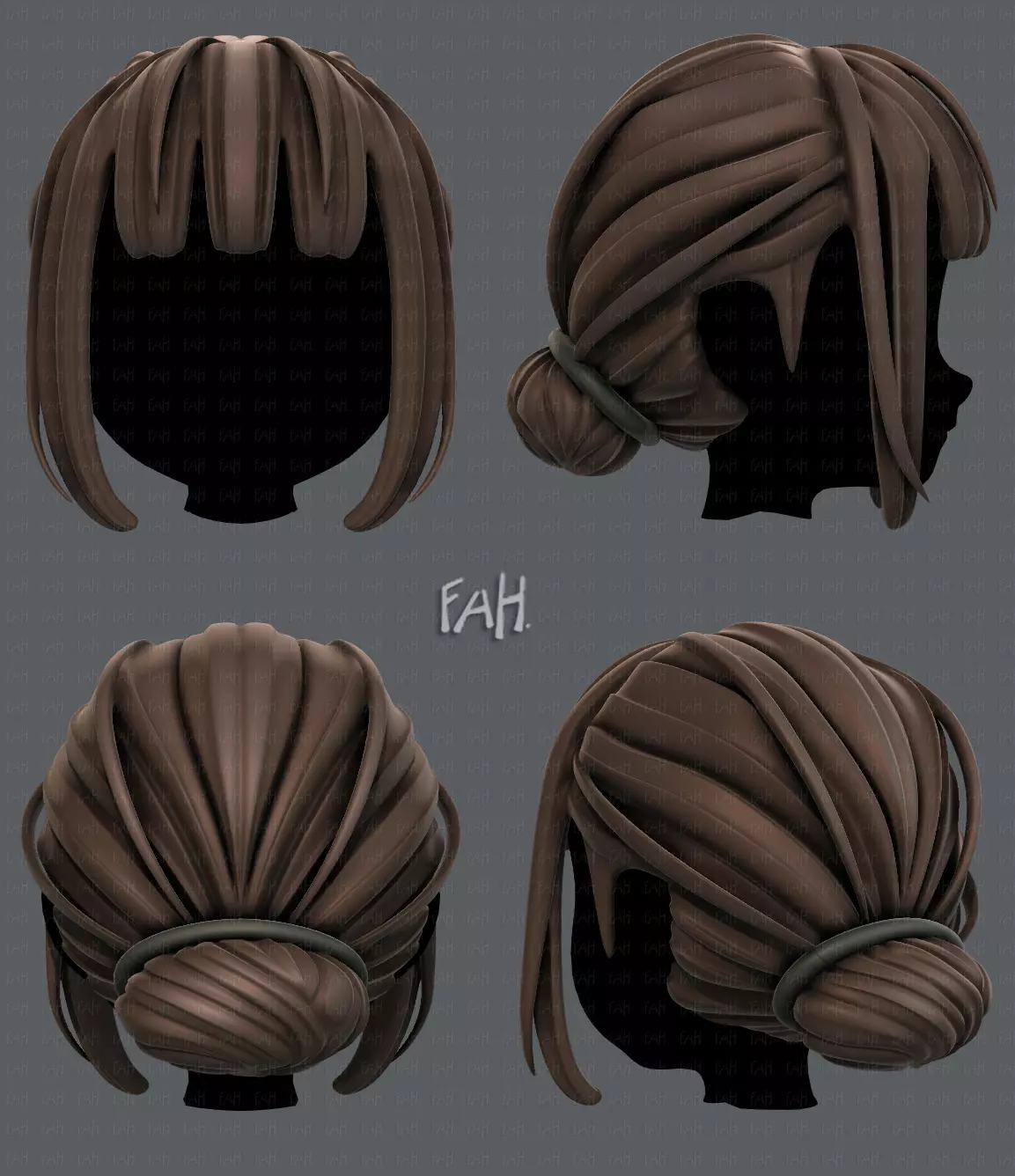 3D Hair style for girl V20 Low-poly 3D model_0