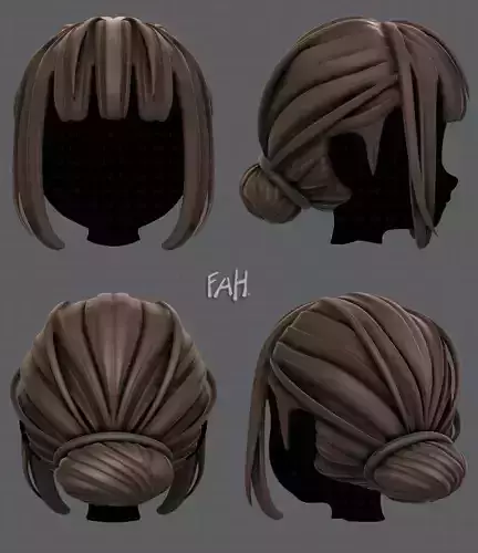 3D Hair style for girl V20 Low-poly 3D model