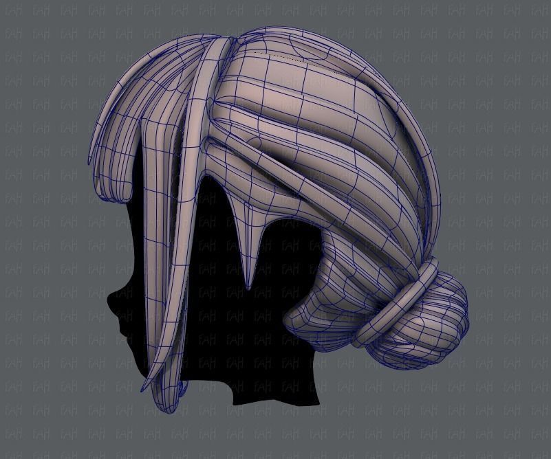3D Hair style for girl V20 Low-poly 3D model_15