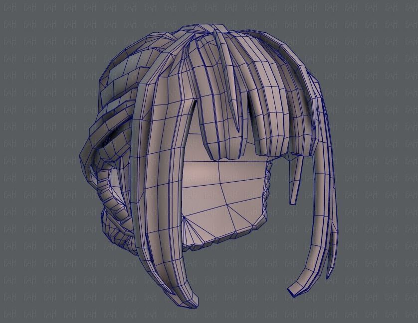 3D Hair style for girl V20 Low-poly 3D model_44