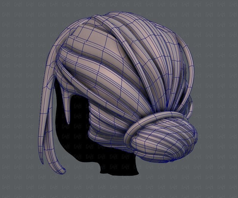3D Hair style for girl V20 Low-poly 3D model_14