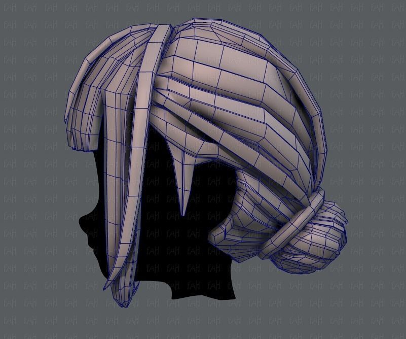 3D Hair style for girl V20 Low-poly 3D model_31