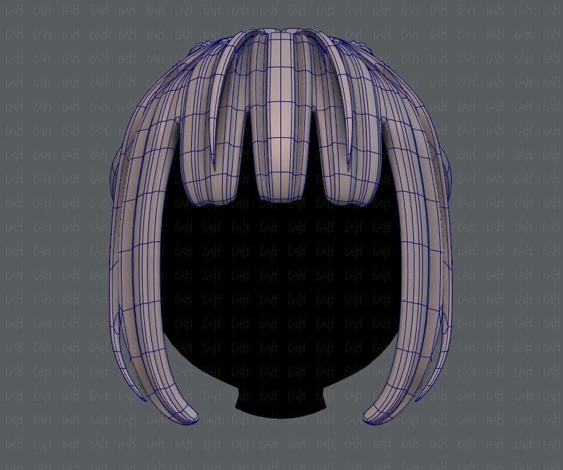 3D Hair style for girl V20 Low-poly 3D model_9
