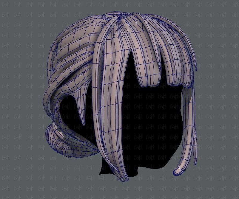 3D Hair style for girl V20 Low-poly 3D model_10