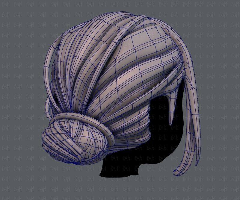 3D Hair style for girl V20 Low-poly 3D model_12