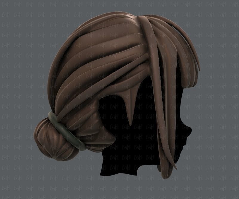 3D Hair style for girl V20 Low-poly 3D model_3