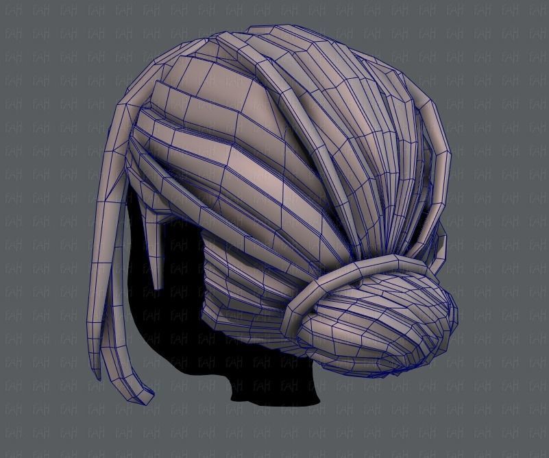 3D Hair style for girl V20 Low-poly 3D model_30