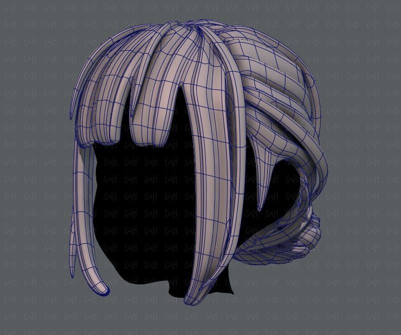 3D Hair style for girl V20 Low-poly 3D model_16
