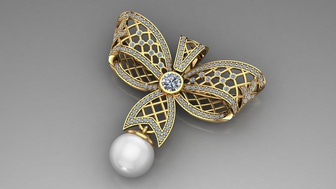 Pearls Pendant Butterfly 3D print model