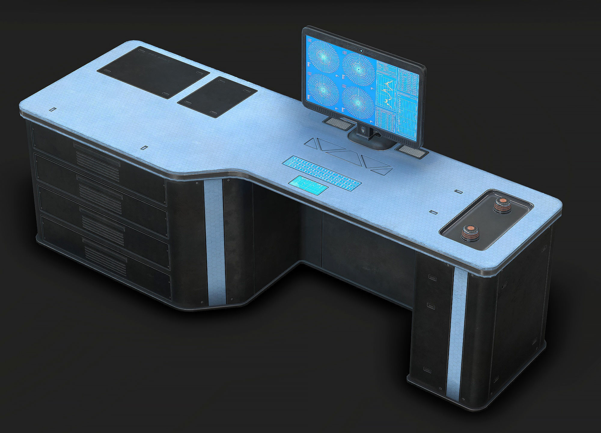 Sci Fi Lab Table Low Poly Low-poly 3D model_2