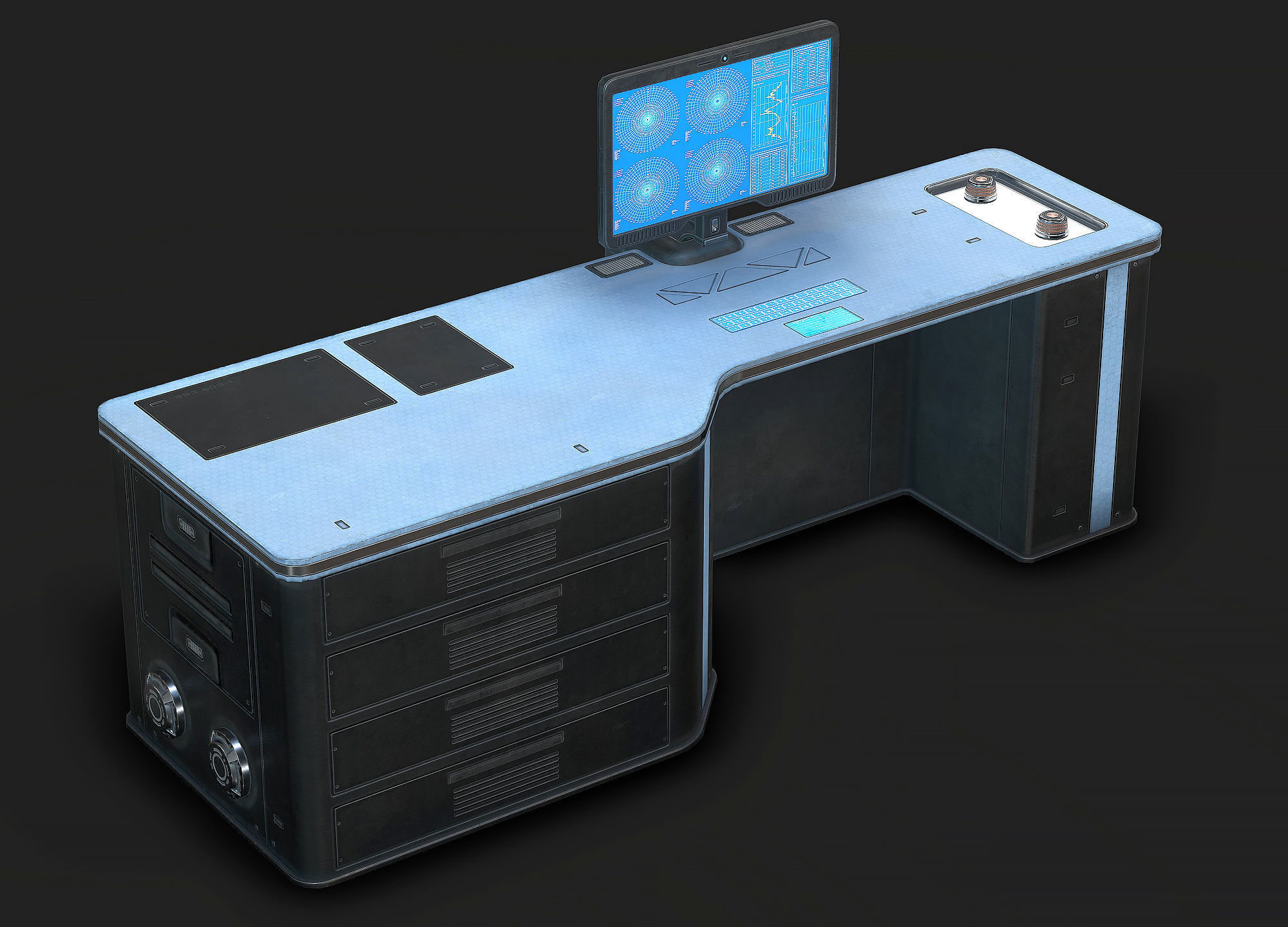 Sci Fi Lab Table Low Poly Low-poly 3D model_3