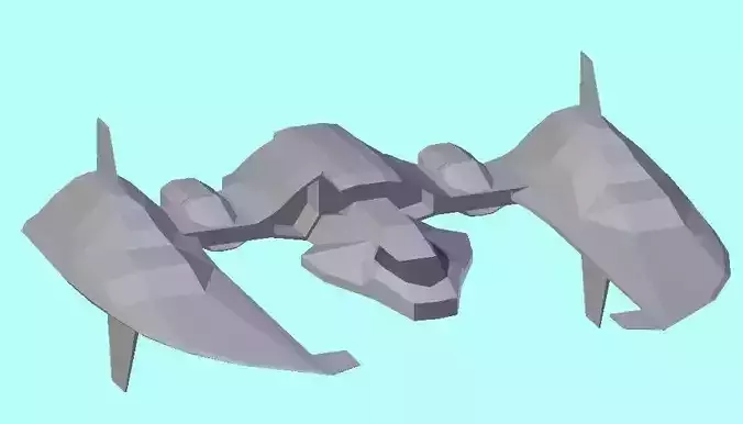 Corvette spaceship in low polygons