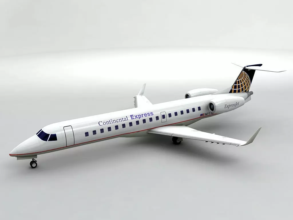 Embraer ERJ 145 - Continental Express Low-poly 3D model_0
