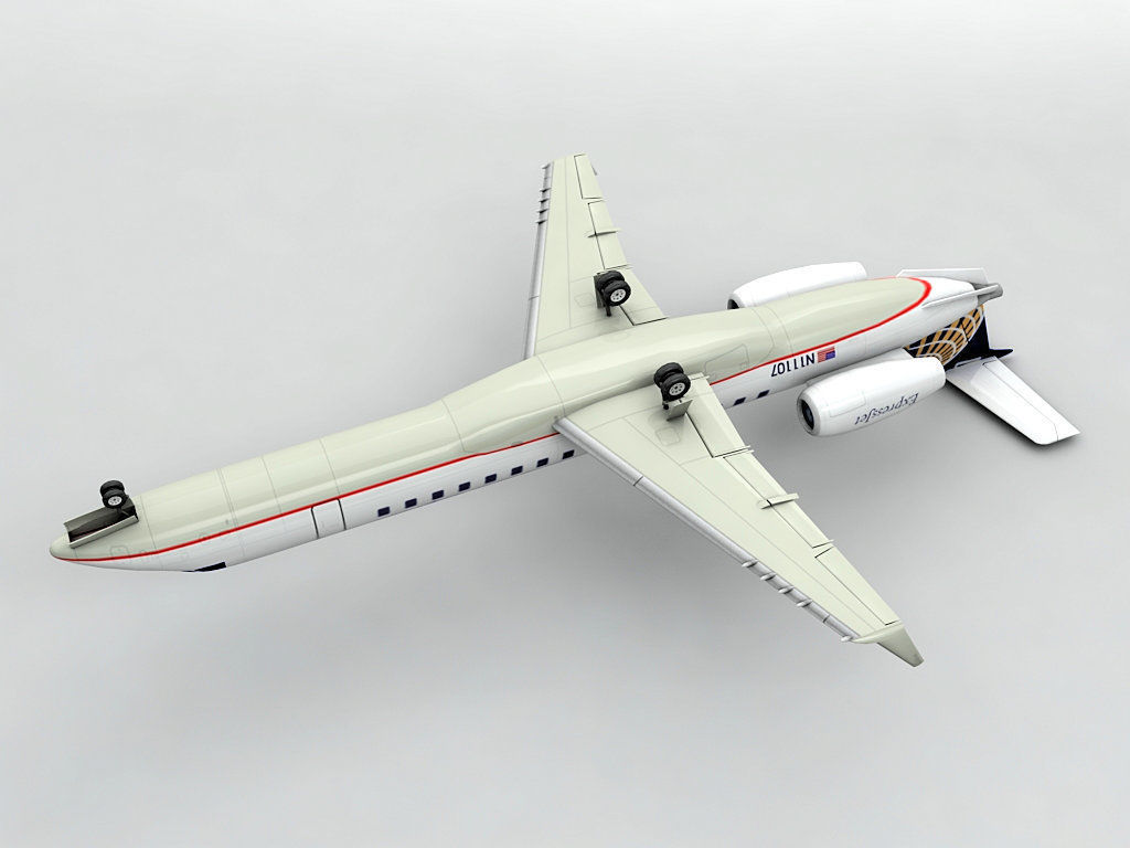 Embraer ERJ 145 - Continental Express Low-poly 3D model_1