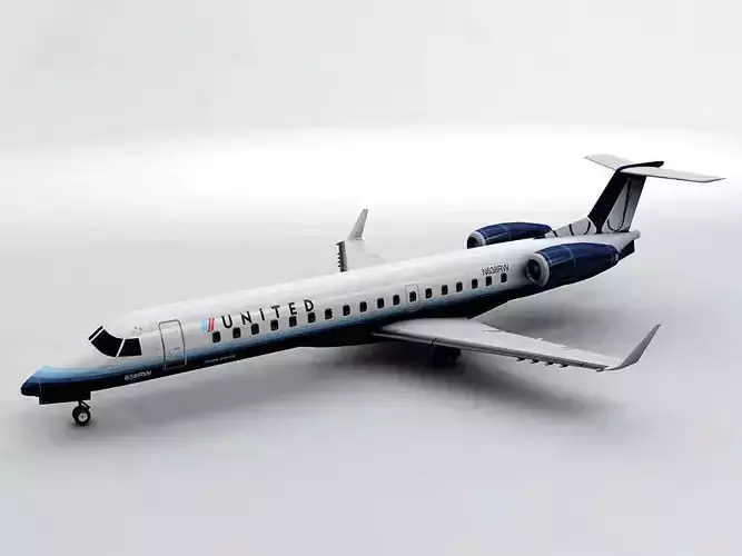  Embraer ERJ 145 - United Airlines Low-poly 3D model