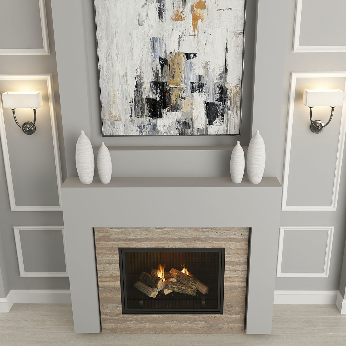 Fireplace and Decor 18 3D model_3