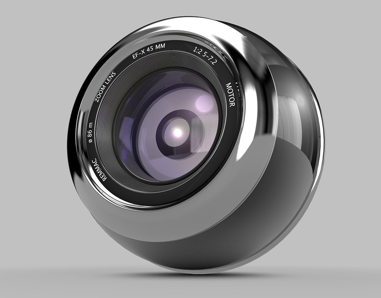 Sphere-Camera pair of silver camera lenses 3D model_5