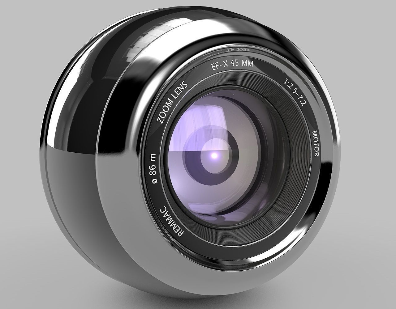 Sphere-Camera pair of silver camera lenses 3D model_2