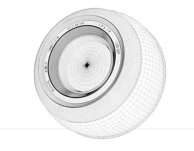 Sphere-Camera pair of silver camera lenses 3D model