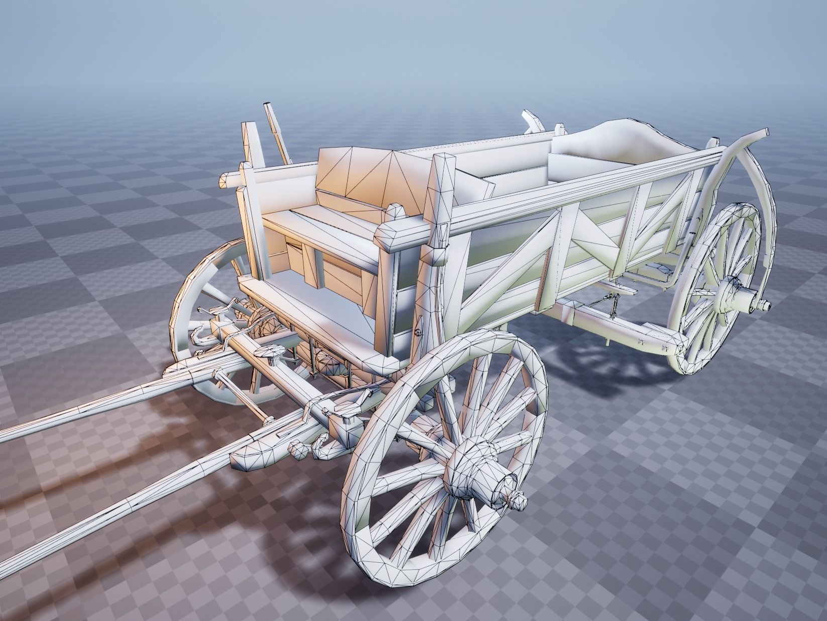 Horse Cart UE4 Ready Low-poly 3D model_3