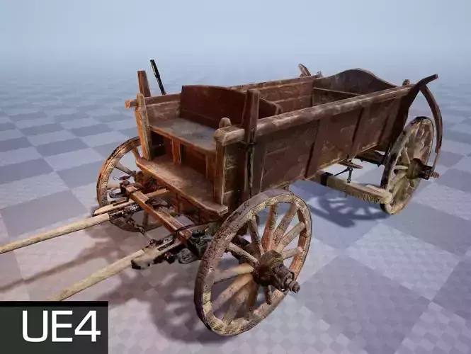 Horse Cart UE4 Ready Low-poly 3D model