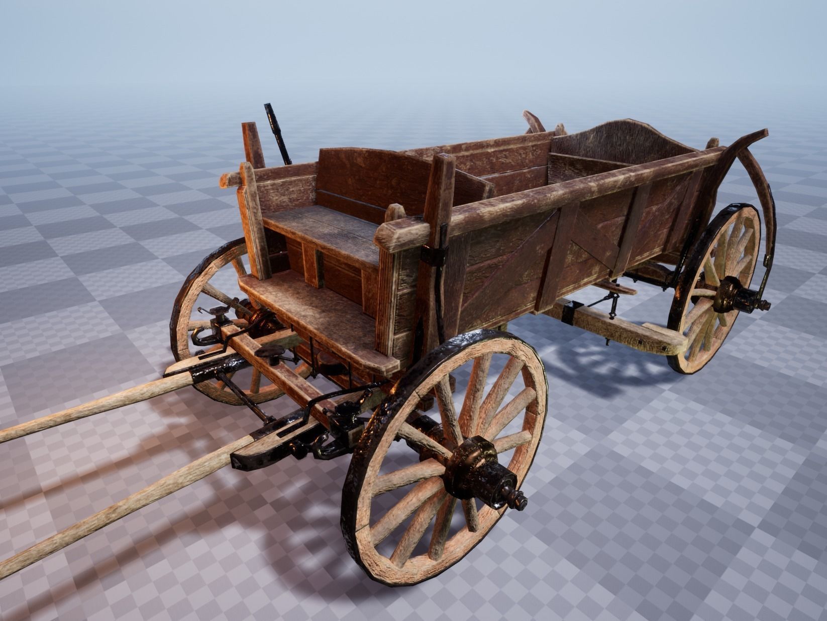 Horse Cart UE4 Ready Low-poly 3D model_1