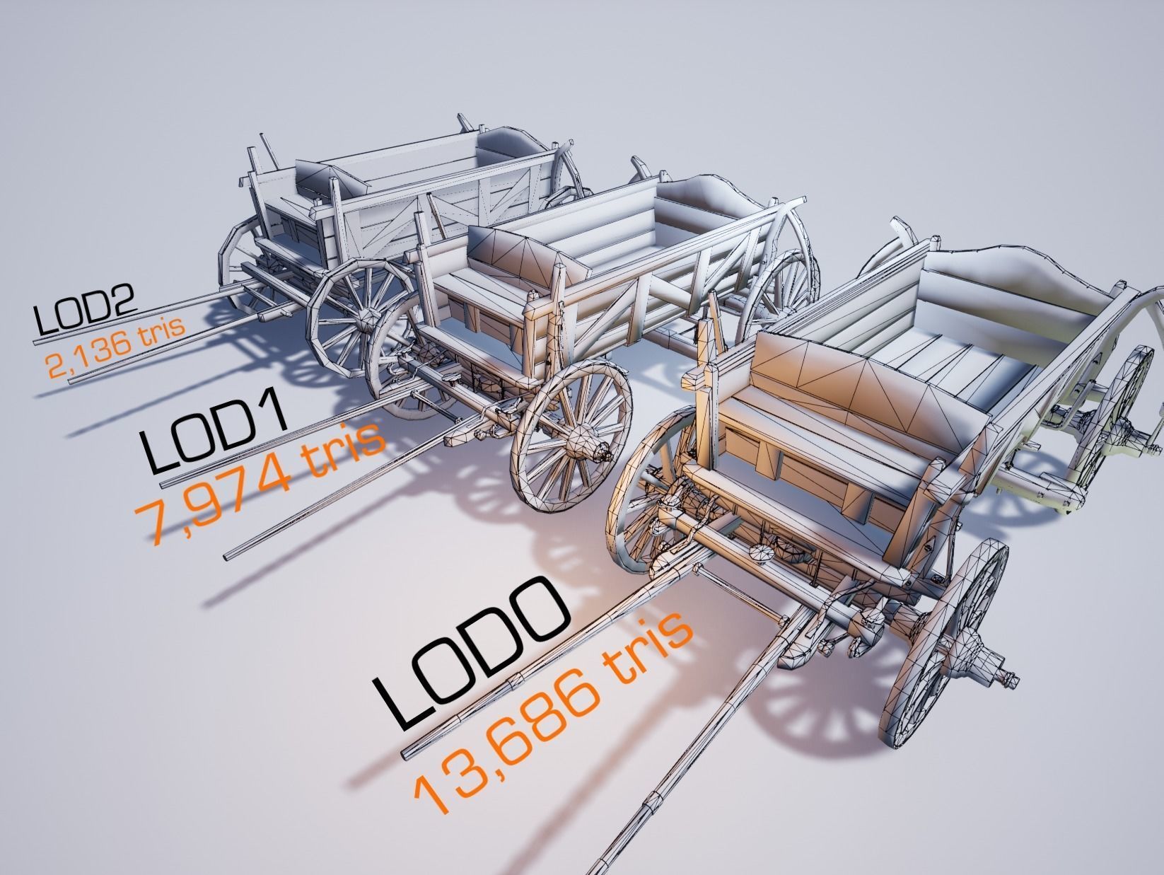 Horse Cart UE4 Ready Low-poly 3D model_4