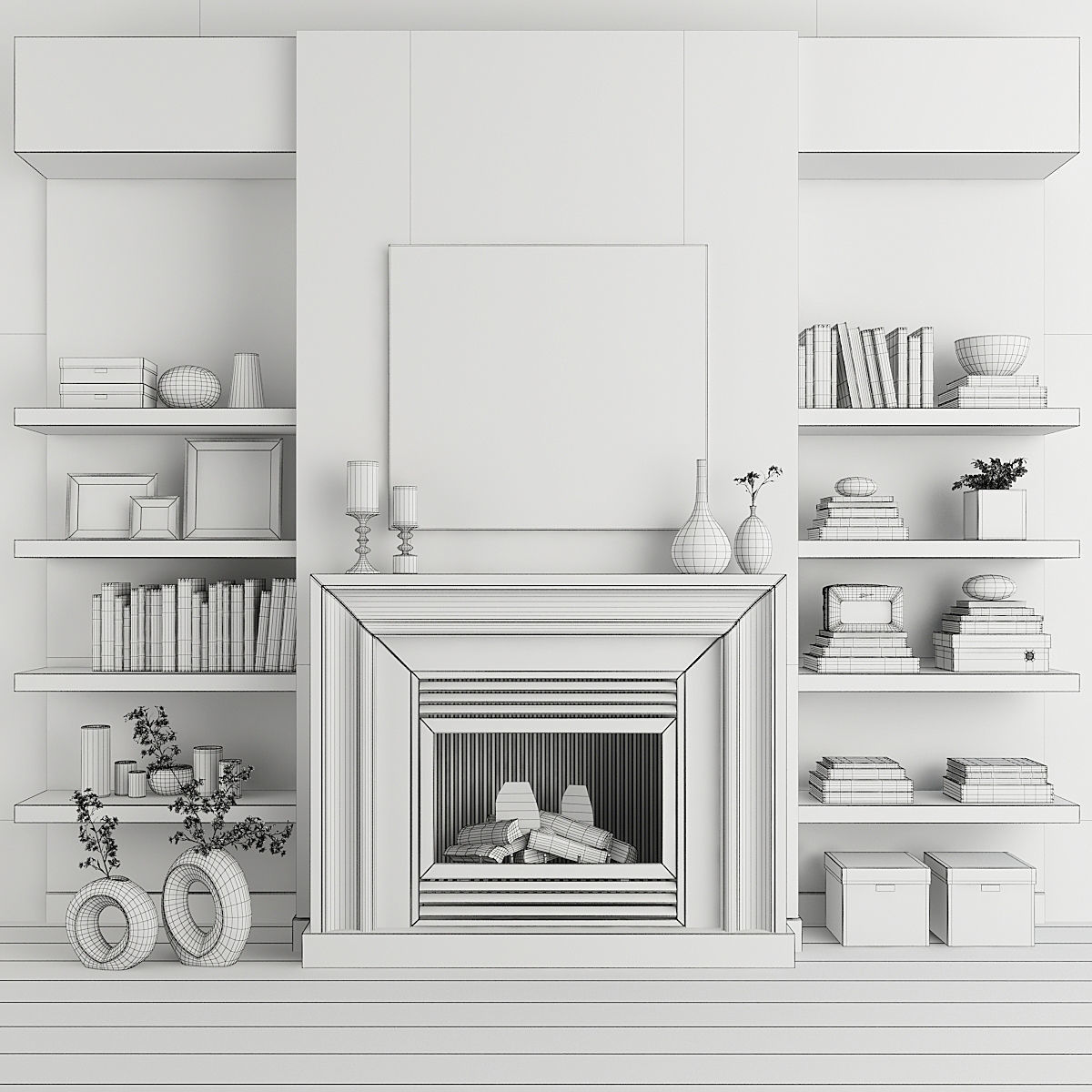 Fireplace and Decor 19 3D model_11