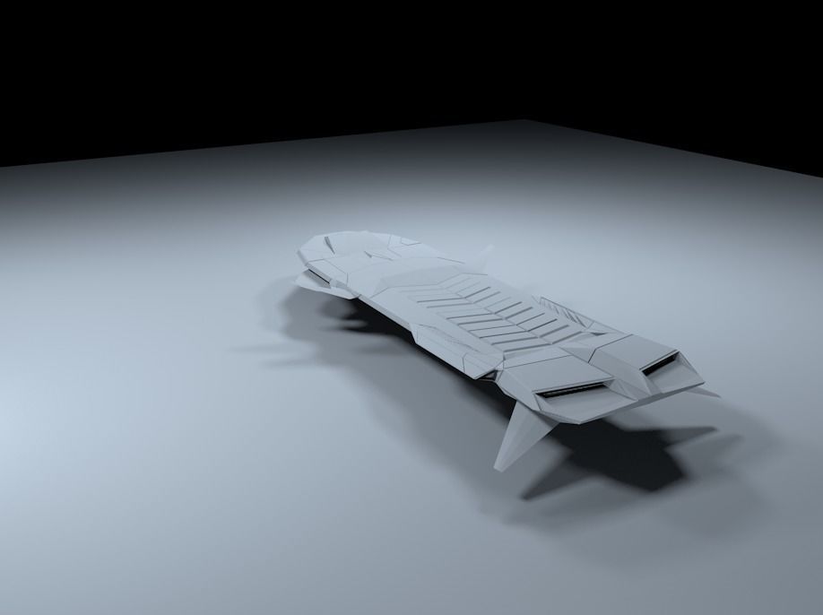 space hover board Low-poly 3D model_2