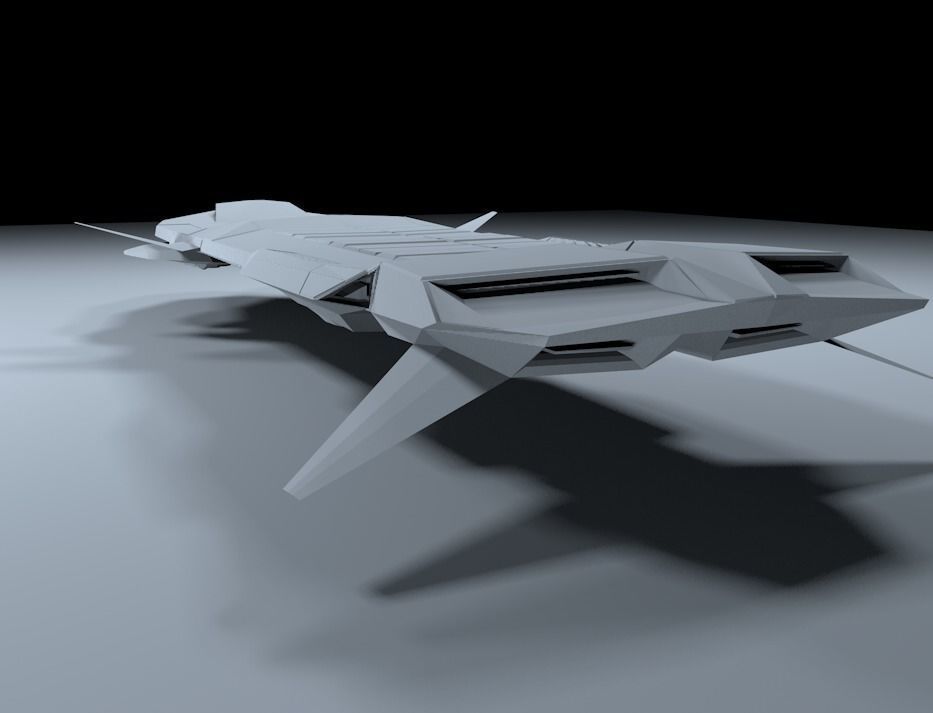 space hover board Low-poly 3D model_5