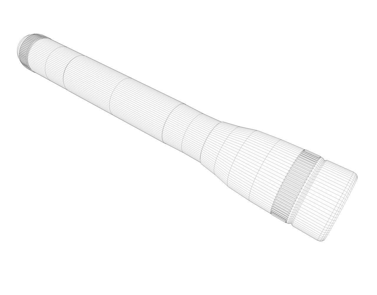 Flashlight silver with handle 3D model_4