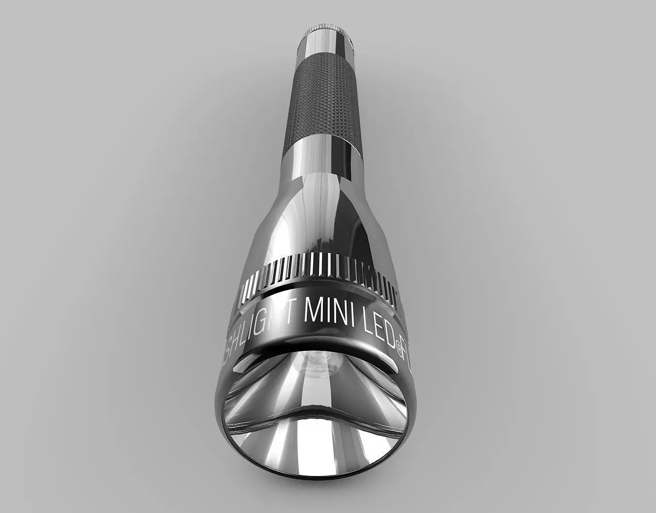 Flashlight silver with handle 3D model_0
