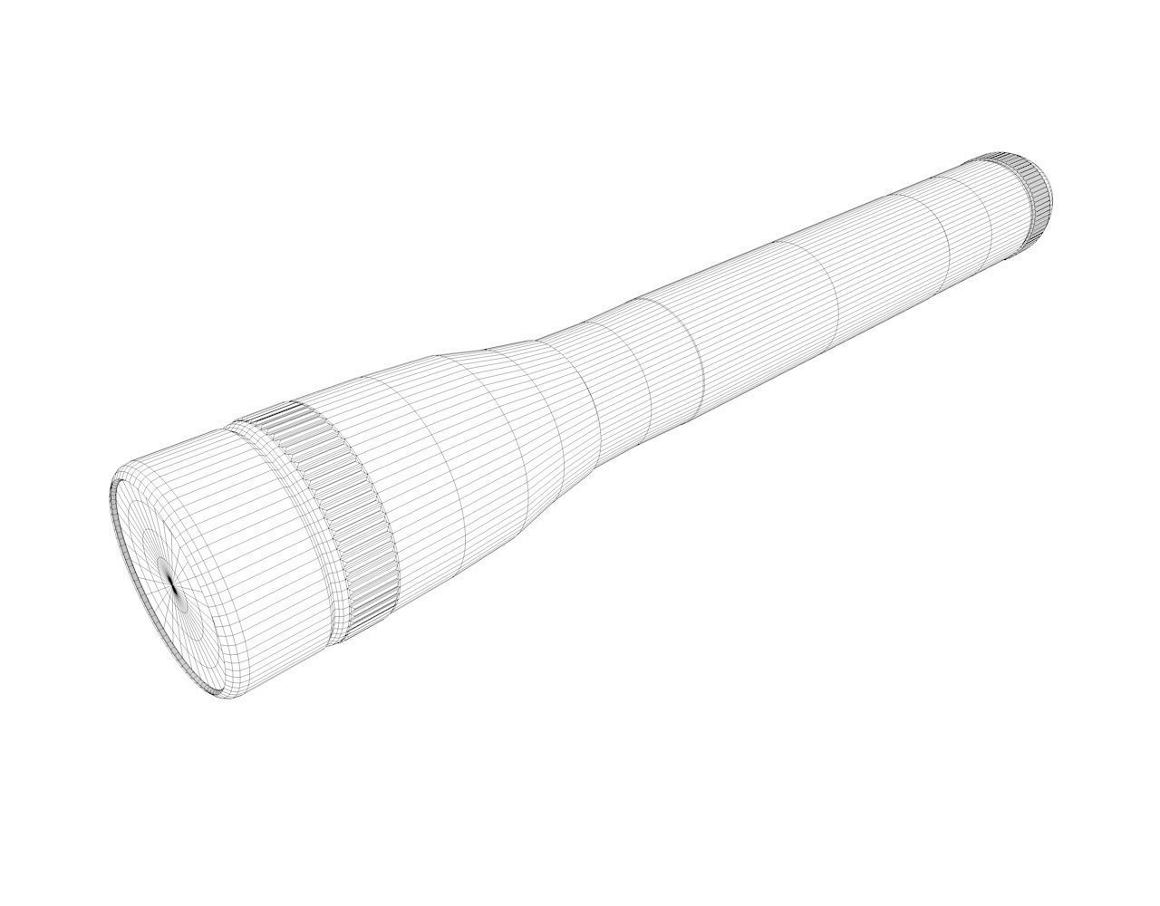 Flashlight silver with handle 3D model_3