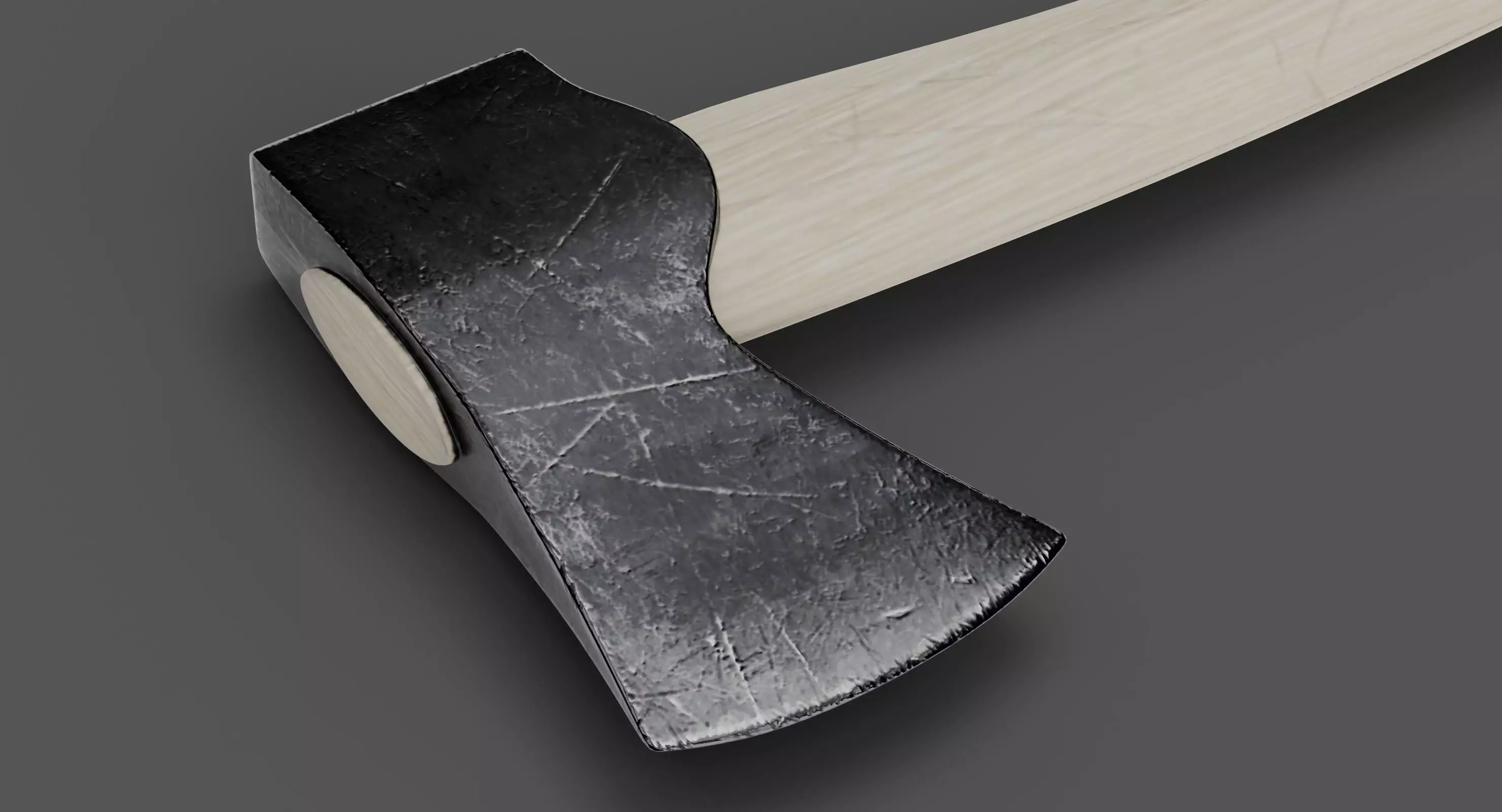 Wood Axe Low-poly 3D model_0