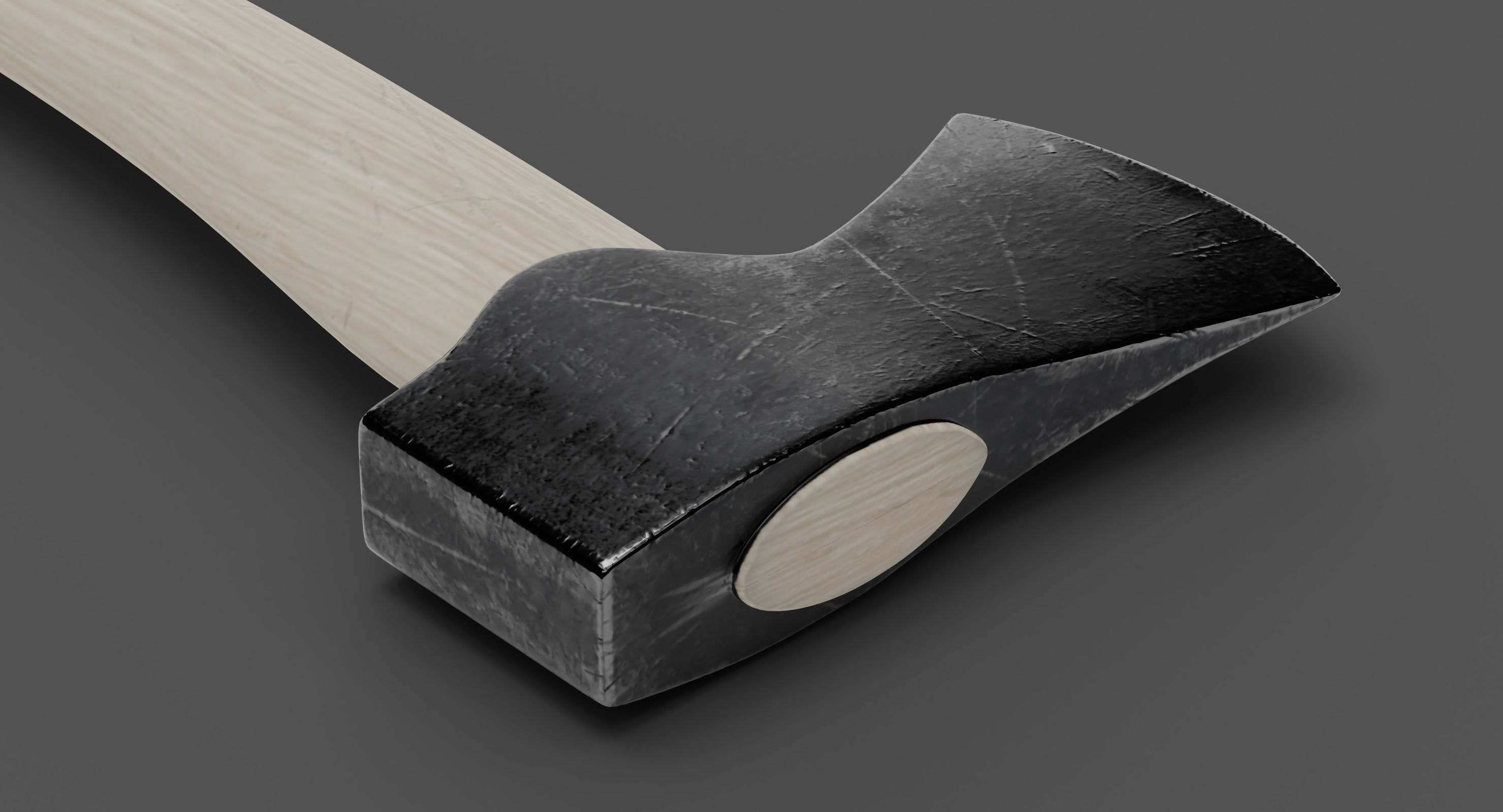 Wood Axe Low-poly 3D model_5