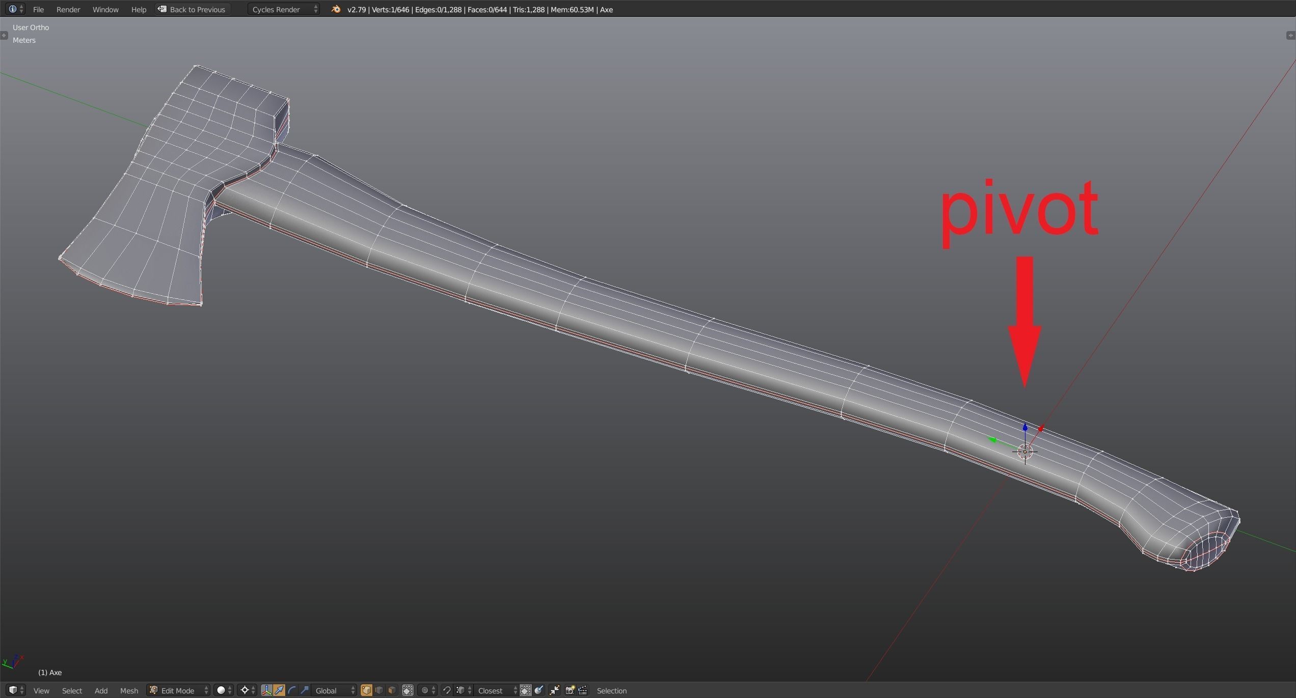 Wood Axe Low-poly 3D model_13