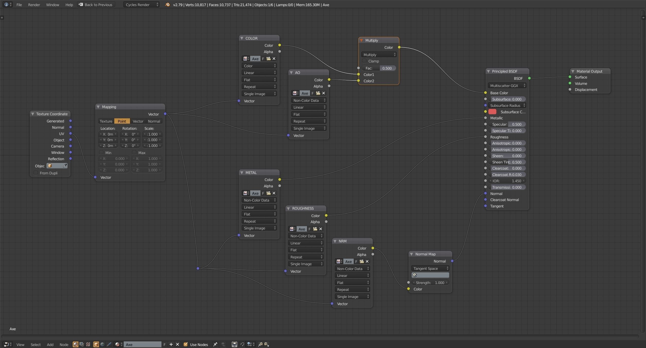 Wood Axe Low-poly 3D model_12