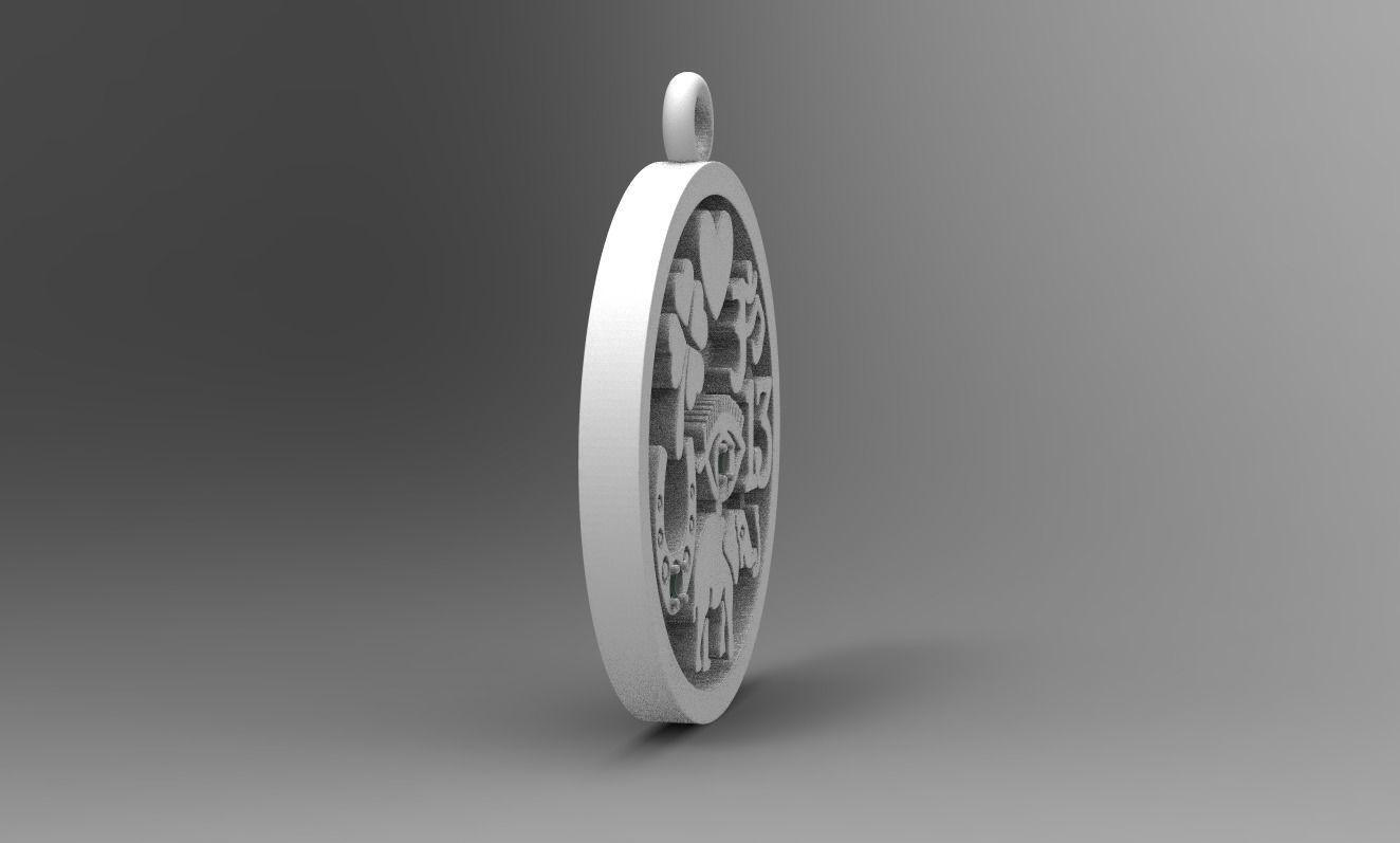 PENDANT FOR GOOD LUCK with GEMS 3D print model_2