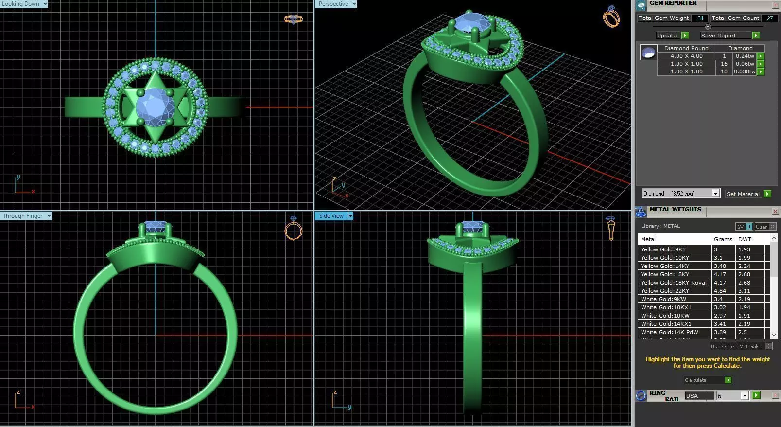 Pentagram Shaped Engagement Ring With Diamonds  3D print model_0