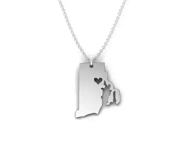 rhode-island Map Stainless Steel Pendant