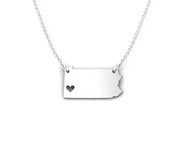 Pennsylvania Map Stainless Steel Pendant